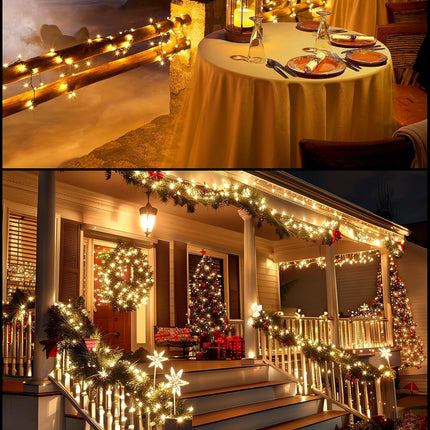 Brightown LED Christmas Mini Lights, 39Feet 100 LED Clear Bulbs String Lights with 8 Light Modes, Connectable Fairy Lights Plug in for Outdoor Xmas Trees Garland Wreath Holiday Decorations, Warm White