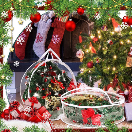 Zhengmy 5 Pcs 30 Inch Christmas Clear Wreath Storage Bags Xmas Wreath Storage Container Wreath Bags with Dual Zippers and Handles Christmas Wreath Storage Case for Holiday Garland Storage