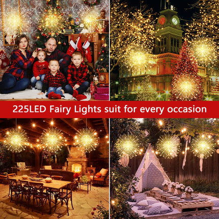 LetsFunny Fairy Christmas String Lights Copper Wire Lights, 225 LED DIY 8 Modes Dimmable Lights with Remote Control, Decorative Hanging Bursting Star Lights Christmas Indoor Outdoor Decoration