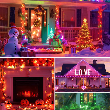 Brightown C9 LED Christmas Lights Outdoor, 150LED RGB Smart Christmas Tree Lights Music Sync DIY APP Controlled, Waterproof Connectable C9 String Lights for House Indoor Patio Xmas Decoration