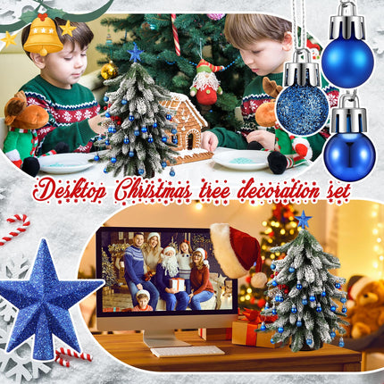 25 Pcs Mini Christmas Balls Ornaments Set Christmas Tree Decoration 0.79 Inch Christmas Ball Christmas Tree Topper Star Xmas Tree Hanging Ornaments for Party Decoration(Blue)