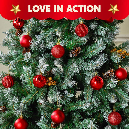 JOIEDOMI 24 Pcs Red Christmas Balls Ornaments Set, 2.36" Christmas Tree Ornaments Shatterproof, Christmas Balls Hanging Decorations for Xmas Tree Wreath Garland Holiday Wedding Indoor Party Decor