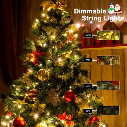 ZAIYW Battery Operated String Lights 4 Pack 16.5Ft 50LED String Lights with Remote Control 8 Modes Timer Christmas Lights Green Wire for Outdoor Garden Party Garlands Xmas Tree Decor (Warm White)
