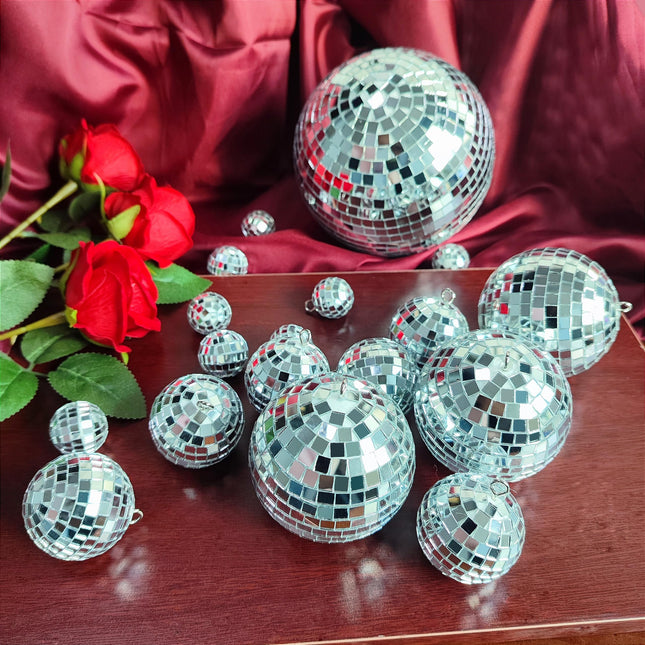 54 Pcs Disco Ball, Hanging Disco Ball Decor Mini Silver Disco Ball Cake Topper Mirror Ball Decorations 74s Disco Themed Party Wedding Christmas Supplies
