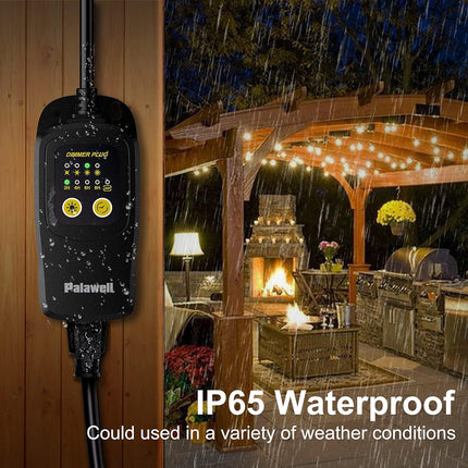 Outdoor Dimmer for String Lights, 560W Outdoor Dimmer Plug with Timer, IP65 Weatherproof Plug-in Dimmer Switch, 100FT Wireless Remote Control Dimmer for Led Lights or Lamp Patio Lights (3 Prong Plug)