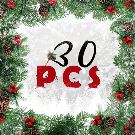 30 Pieces Christmas Artificial Pine Needle Artificial Pine Stems and 2 Pieces Hemp Rope for Xmas Party Wrapping Decor Wreaths Arrangement Tree Ornaments Wedding Supplies (Red)