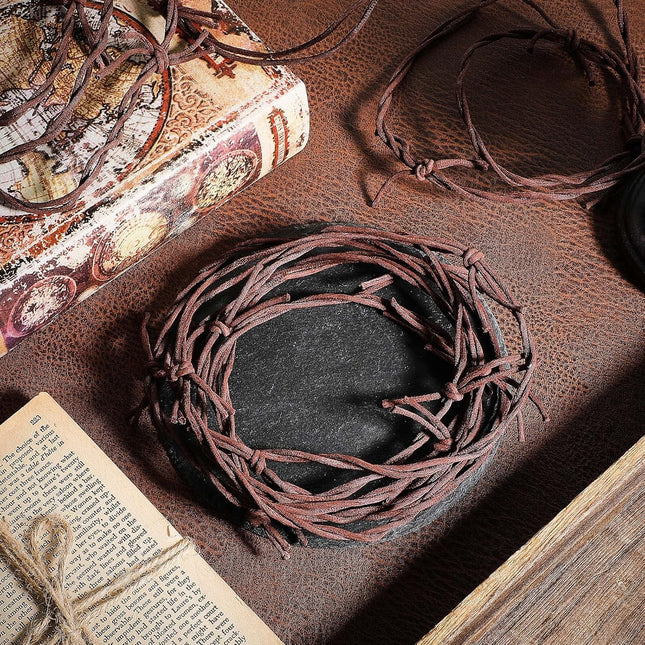 30 Feet Christmas Fake Rusted Barbed Wire Garland Christmas Decorations 4 Pieces Fake Barb Wire Rusted Barbed Wire Wreath Rusty Garland Crafts Cowboy Western Tree Hanging Decorations(Dark Brown)
