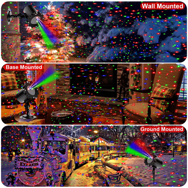 Christmas Projector Lights Outdoor, Outdoor Garden Firefly Lights, Red Green Blue Laser Landscape Stars Light with Remote Timer Waterproof, Christmas Decorations for Party Garden Christmas Holiday