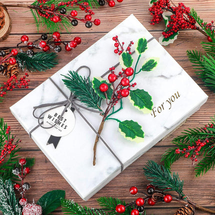 WILLBOND Artificial Christmas Tree Picks Red Berry Pine Picks Spray Berry Branches Holly Pine Flower Pick Berry Pinecones for Christmas Crafts Party Festive Home Decor (Classic Style,24 Pcs)