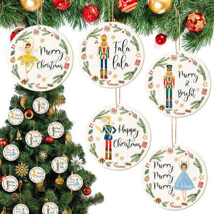 Weysat Christmas Nutcracker Decoration Set Nutcracker Ornaments for Tree Mini Princess Ballet Mouse King Soldier Figures for Xmas Tree Outdoor Party (Wood Fresh Style, 40 Pieces)