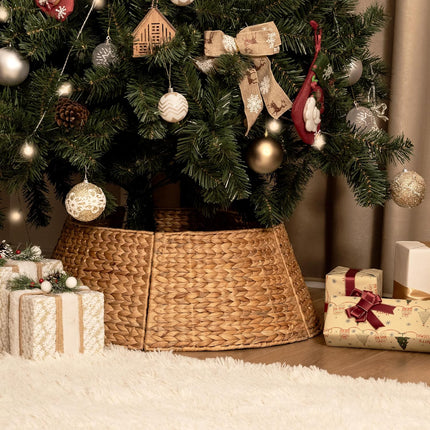 StorageWorks 22.5 Inch Christmas Tree Collar, 4-Piece Durable Christmas Tree Base Cover for Artificial Trees, Handcrafted Wicker Christmas Tree Skirt for Christmas Tree Decor, Medium