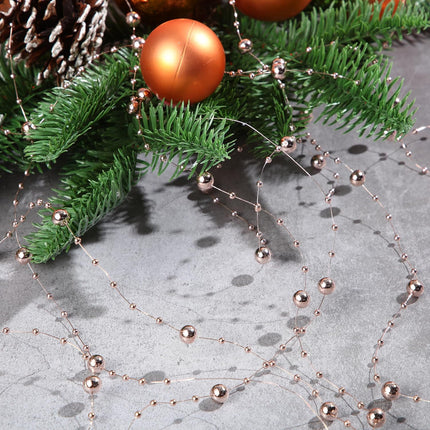 Pangda 65.6 Feet Christmas Tree Beads Garland Plastic Pearl Strands Chain for Christmas Wedding Decoration (Rose Gold)