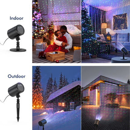 Christmas Projector Lights Outdoor, Outdoor Garden Decorations Landscape Lights with Red and Green Stars, IP65 Waterproof, Cold Resistant, for Holiday Party Yard Decoration