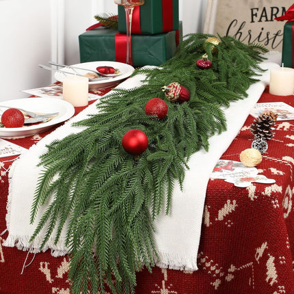 6ft Artificial Christmas Garland, Greenery Norfolk Pine Garland, Real Touch Christmas Garland for Mantle, Table, Fireplace, Indoor, Outdoor Christmas Decoration