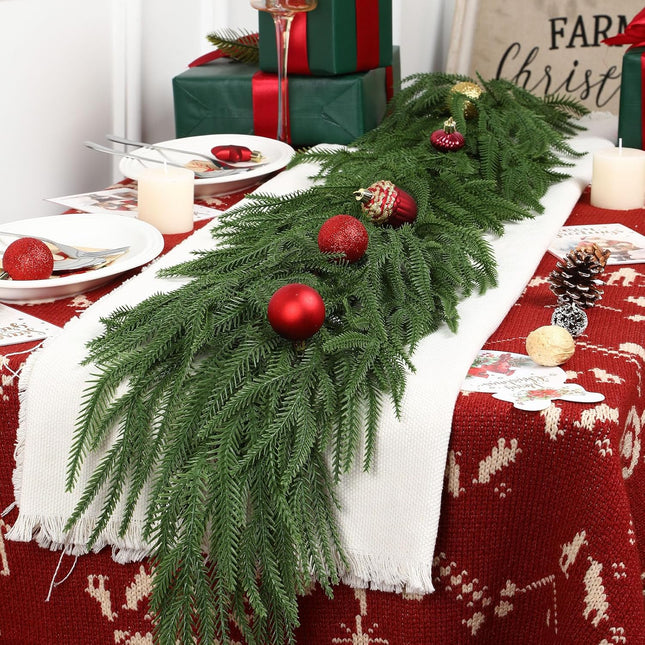 6ft Artificial Christmas Garland, Greenery Norfolk Pine Garland, Real Touch Christmas Garland for Mantle, Table, Fireplace, Indoor, Outdoor Christmas Decoration