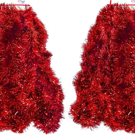 2 Pack Red Super Duper Thick Tinsel Garland 50 Ft Total (Two Strands Each 25 ft Long) (Red, 50 Ft. (Two 25 ft Tinsels) 2 Pack