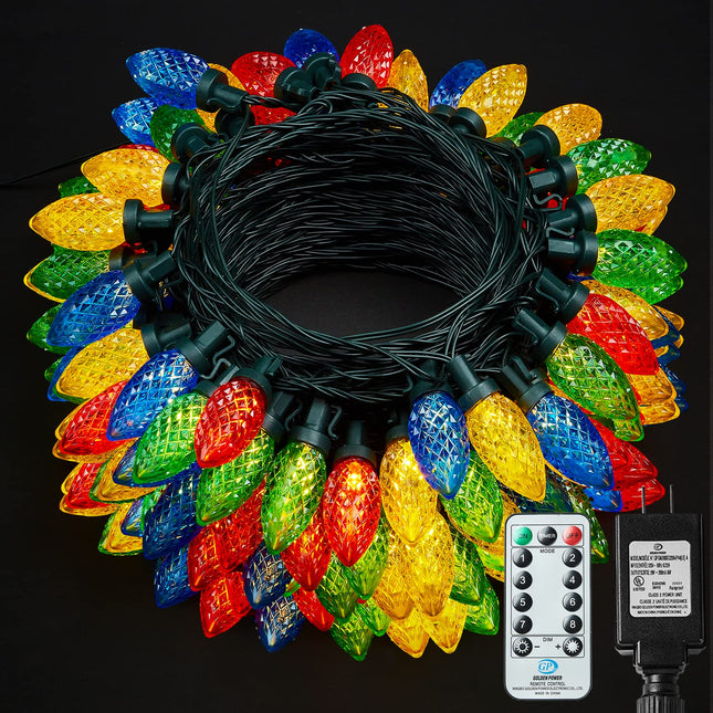 BlcTec d Super Big C9 Christmas Lights Outdoor, 100 LED 66 FT Christmas String Lights with Remote, 8 Modes, Waterproof, Timer, Extendable for Trees House Eaves Christmas Decorations, Multicolor
