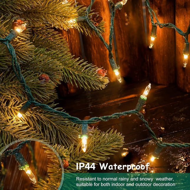 HEYFUNi Clear Christmas Lights 50Count 13Feet White Christmas Tree Lights Set, Incandescent Bulb Mini String Lights for Indoor Outdoor Tree Party Weeding Home Xmas Holiday Decorations,Green Wire