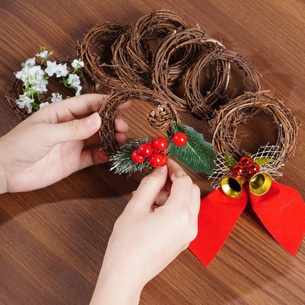 Grapevine Wreath Set, Marrywindix 16 Pieces Natural Vine Branch Wreath Christmas DIY Rattan Wreath Garland for Christmas Holiday Craft Wedding Decor (3 in.)