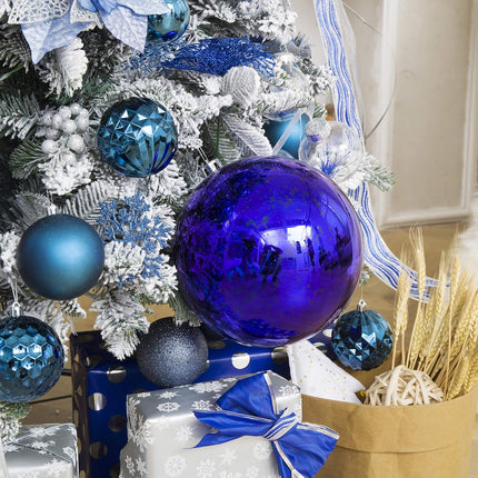 Sunshine Shiny Christmas Ball Ornaments,Giant Hanging Christmas Tree Ornament Decorations for Holiday, Extra Large Shatterproof Retro Mercury Balls Set (Blue, 6inch)