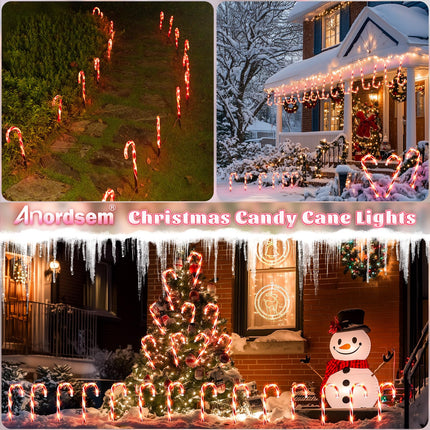 Solar Christmas Decorations Lights Outdoor: 24 Pack Candy Cane Light Waterproof for Yard Decorative Outside - LED Pathway Stake Lighted Path Garden Tree House Xmas Decor