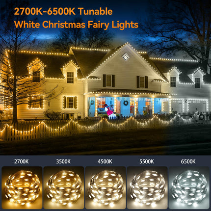 HOUHUI Fairy Lights Plug In, 50Ft Warm to Cool White Indoor Outdoor String Lights with Remote, 8 Modes 2700K-6500K Dimmable White Fairy Twinkle Lights IP67 Waterproof for Christmas Bedroom Party Decor