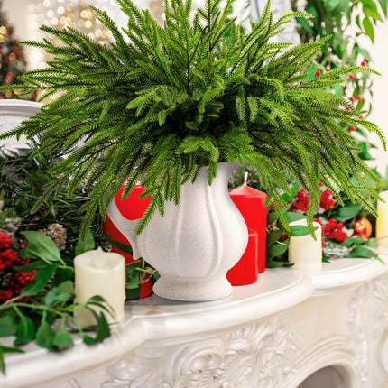 20 Pcs Christmas Norfolk Pine Branches- 19" Extra Length Artificial Xmas Branches Plants Pine Needles- Fake Greenery Norfolk Pine Stems Sprigs for DIY Craft Garland Home Garden Decor