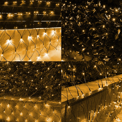 Dazzle Bright Christmas Net Lights, 360 LED 12FT x 5 FT Green Wire Waterproof Connectable Lights with 8 Modes, Christmas Outdoor Lights for Bushes Garden Party Wedding Holiday Decoration (Warm White)