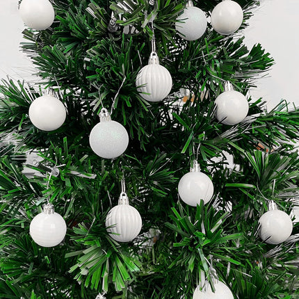 Lulu Home Halloween Hanging Ornaments, 34 Count Pre-Strung Plastic Balls, Shatterproof Barrel Packed Balls for Holiday Halloween Party Wreath Tabletop Tree Decorations, 1.57 Inch, White