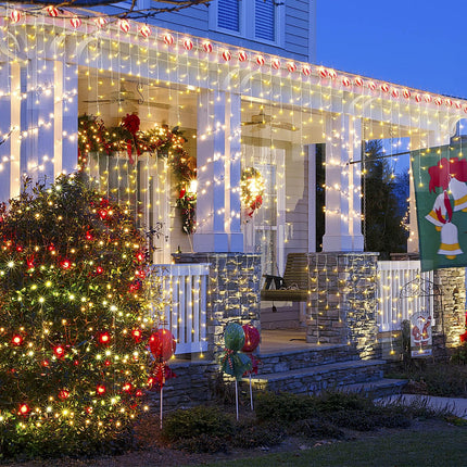 Christmas Lights, Christmas Decorations Outdoor Indoor 416 LEDs 34FT with 8 Modes Icicle String Lights, Waterproof Christmas Lights for House, Garden, Holiday, Wedding Party, Yard Decor
