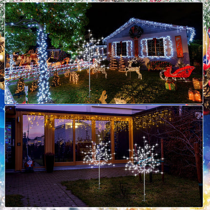 2 Pack 5Ft Outdoor Christmas Decoration Pathway Light Stake Frosty Snowflake Christmas Tree White Light Pre Lit for Outside Yard Garden Lawn Patio Walkway Christmas Holiday Decoration