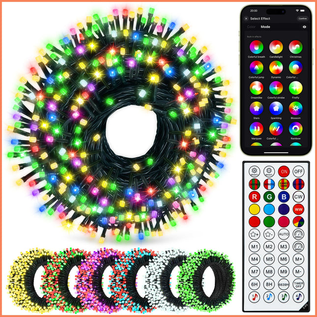 40+ Modes Smart App Color Changing Christmas Lights - Connectable 66 Ft Super Xtras 16 Million Multicolor 200 Dimmable LED Christmas Tree Lights with Remote Outdoor Waterproof for Halloween Xmas