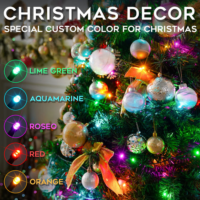 SUDDUS 100 LED 33ft Solar String Lights, Solar Christmas Lights With 8 Lighting Modes, Waterproof Multi Colored Christmas Lights for holiday décor, Indoor Outdoor Patio Yard Trees Wedding Party