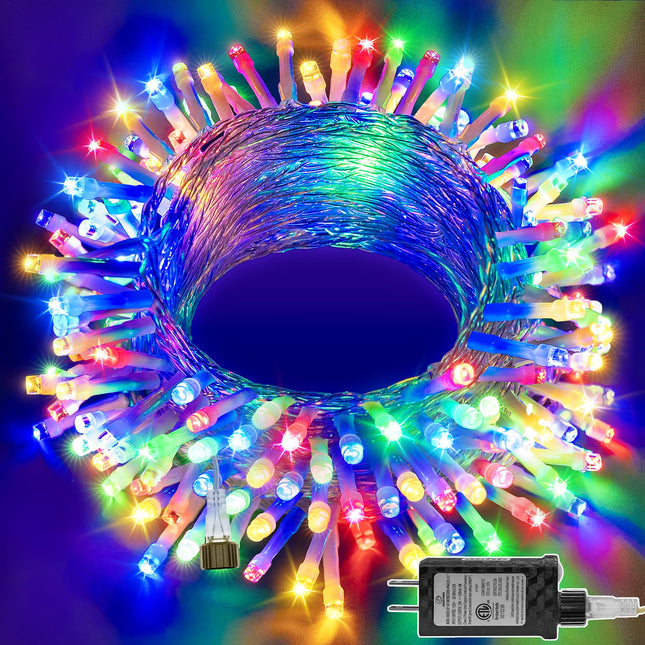 Ollny Christmas Lights 120LED 40FT, Multicolor Fairy Lights Waterproof Connectable Timer, 8 Modes Plug in String Lights for Bedroom Outdoor Tree Indoor House Decorations