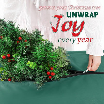 Meonum 2 Pack Rolling Tree Storage Bag, Extra Large Storage with 3 Wheels for 9FT Artificial Christmas Holiday Tree and Small Zippered Bag for 4FT Artificial Xmas Tree, Wreath and Accessories(Green)