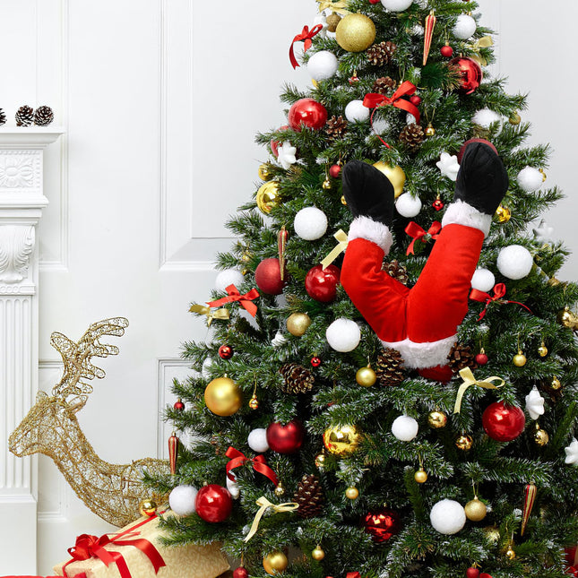FOMIYES Hanging Santa Legs, Christmas Fake Leg Ornament, Christmas Elf Legs for Home Christmas Tree Fireplace Wreaths Decor (Red)