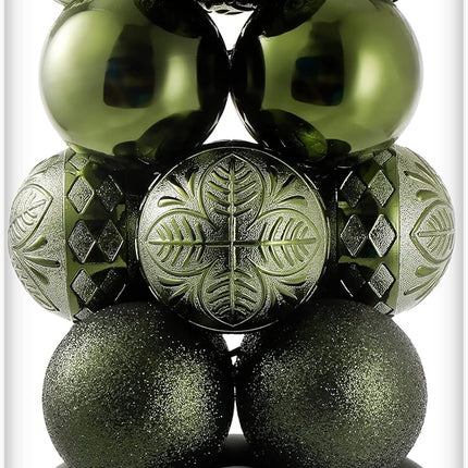 20ct Dark Green Christmas Ball Ornaments Shatterproof Plastic Christmas Tree Decorations for Xmas Party Home Office Holiday Decor -Large Size (3.15", 80mm)