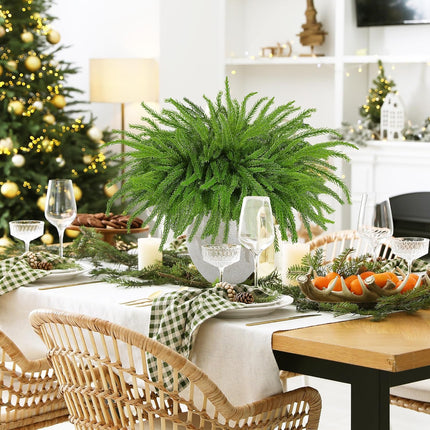 6 Pieces Christmas Norfolk Pine Branch 18 Inch Norfolk Pine Stems Artificial Norfolk Christmas Greenery Plants DIY Crafts Faux Pine Branches for Xmas Home Decor Garland Wreath Craft