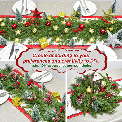 6 Ft Christmas Norfolk Pine Garland Artificial Pine Greenery Garlands Real Touch Winter Pine Garland for Mantle Fireplace Stairs Railing Table Wall Front Door Porch Home Decor