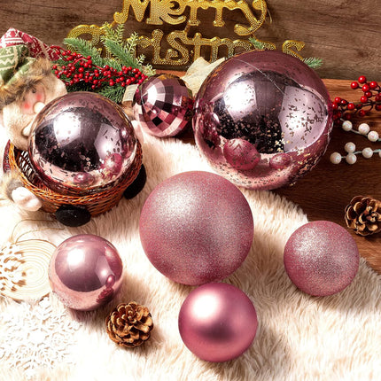 XmasExp Large Christmas Ornaments Christmas Ball Ornaments Pink Giant Shatterproof Christmas Ornaments Mercury Ball Christmas Tree Ornaments for Holiday Party (Pink, 6.0" (2pcs))