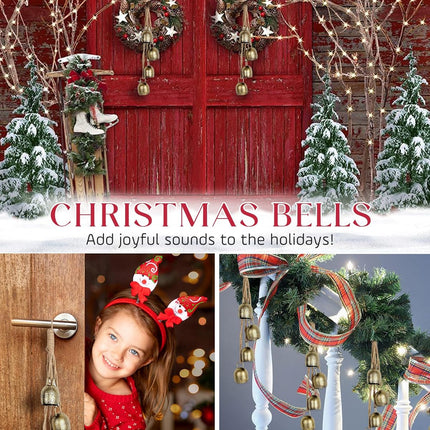 Christmas Bells Decor, Resonant Gold Bells, Christmas Hanging Bell for Bells Christmas Decor, Rustic Iron Decorative Bells, SEMPOMA