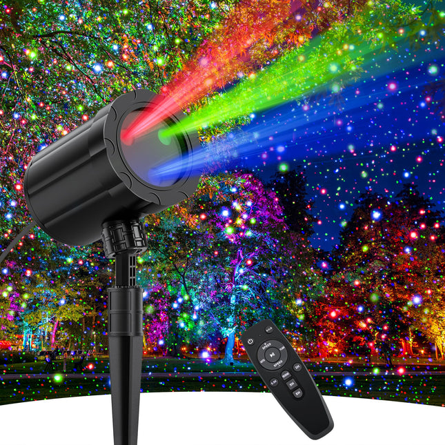 Christmas Projector Lights Outdoor, RGB 3 Colors Christmas Light Projector Outdoor with Remote Control, Waterproof Firefly Outdoor Landscape Lights Star Projector for House Yard Christmas Decorations