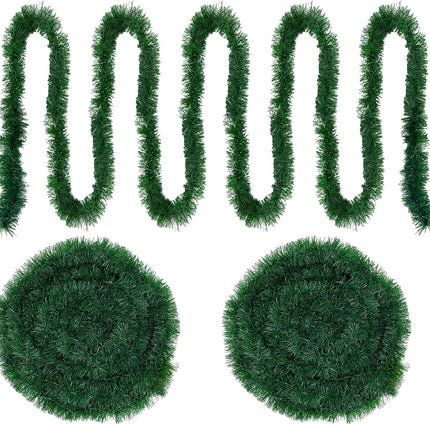 TURNMEON 2 Pack Total 100 Ft Artificial Christmas Garlands Greenery Decorations, Each 50 Ft Soft Green Pine Garland Holiday Christmas Decoration Outdoor Indoor Home Stairs Fireplace Mantle Xmas Party