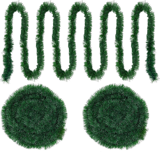 TURNMEON 2 Pack Total 100 Ft Artificial Christmas Garlands Greenery Decorations, Each 50 Ft Soft Green Pine Garland Holiday Christmas Decoration Outdoor Indoor Home Stairs Fireplace Mantle Xmas Party