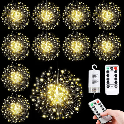 Treela Firework Lights Copper Wire Lights Waterproof 120 LED Lights 8 Modes Dimmable String Fairy Lights with Remote Control for Christmas Indoor Outdoor Tent Patio Decor