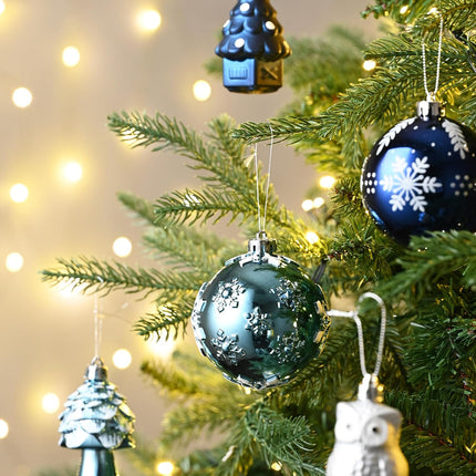 Valery Madelyn Christmas Tree Decorations Set, 80ct Navy Blue and Silver Shatterproof Christmas Ball Ornaments Bulk, Winter Wonderland Hanging Ornaments for Christmas Trees Xmas Holiday Decor
