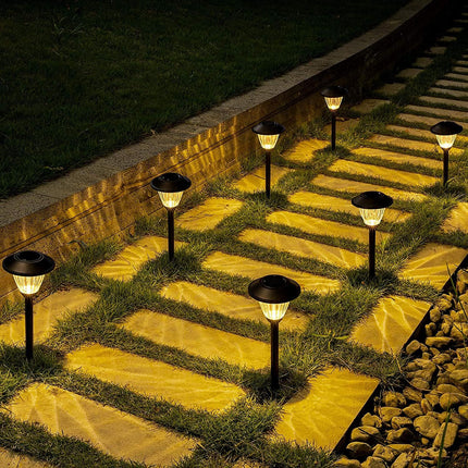 Solpex Solar Pathway Lights Outdoor, 6 Pack Solar Powered Garden Lights, Automatic Glass Metal Waterproof Solar Landscape Lights