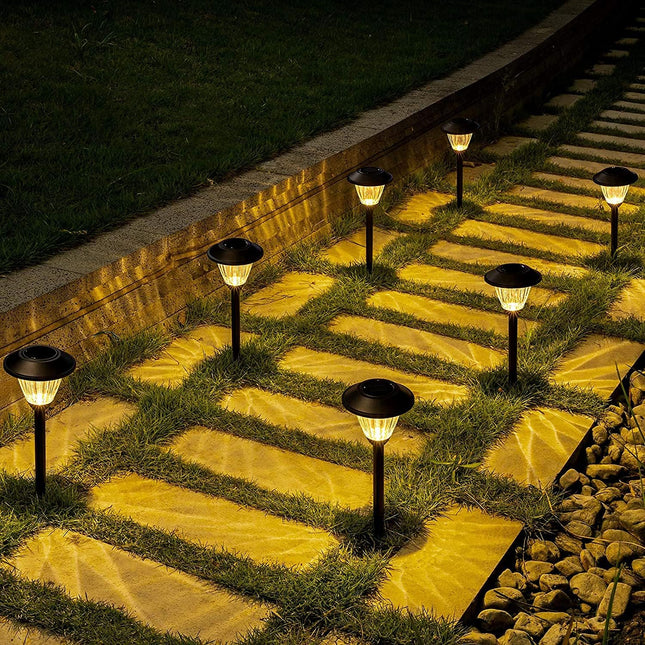 Solpex Solar Pathway Lights Outdoor, 6 Pack Solar Powered Garden Lights, Automatic Glass Metal Waterproof Solar Landscape Lights