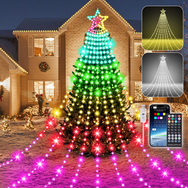 Outside Christmas Decorations Lights with Remote&APP Control, Outdoor Christmas Decorations , Smart Christmas Lights 11Ft,Outdoor Christmas Tree Lights Waterproof & Multicolor & Music Sync