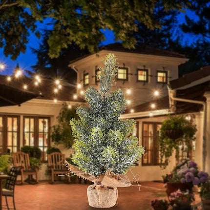 Home Decoration Artificial Christmas Trees with LED Lights, Table Decor Centerpiece 16inch Tree (Glitter Powder)